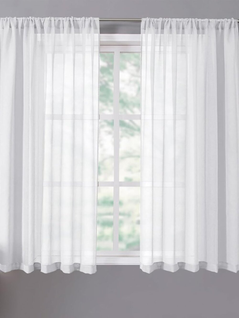 Short Sheer Curtains Linen Textured Bedroom Curtain Sheers Light Filtering Rod P